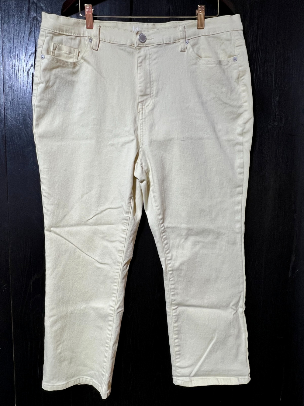 DG2 by Diane Gilman Women's Pants Stretch Straight Leg Crop Light Yellow, 16PW
